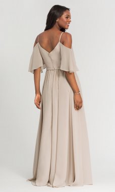 Long Chiffon Cold-Shoulder Bridesmaid Dress KL-200011-v