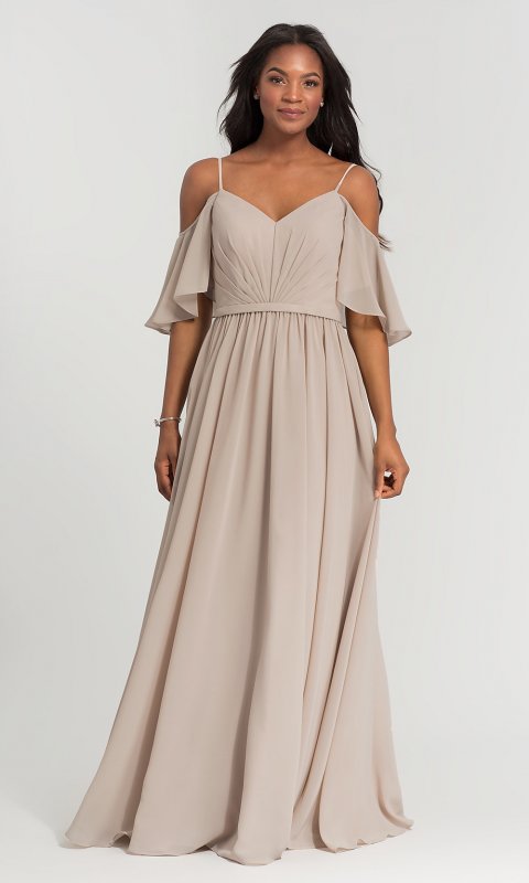 Long Cold-Shoulder Bridesmaid Dress KL-200011