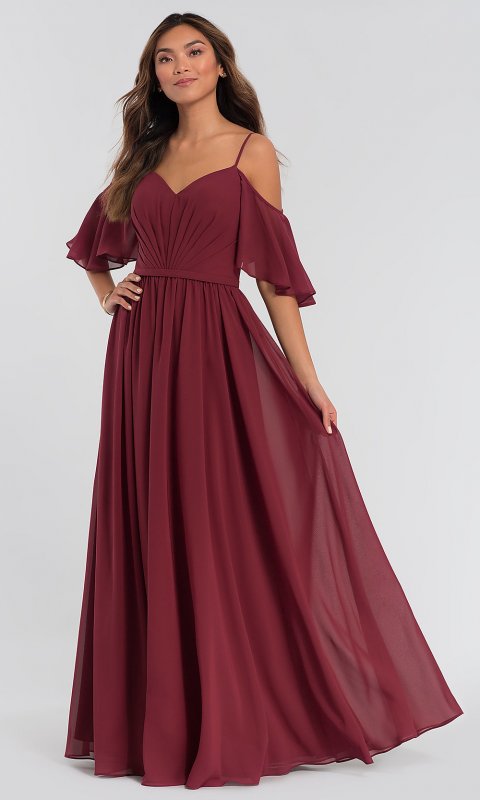 Long Cold-Shoulder Bridesmaid Dress KL-200011