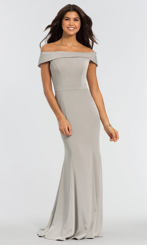 Satin Off-the-Shoulder Bridesmaid Dress KL-200016