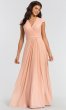 Cap-Sleeve V-Neck Long Bridesmaid Dress KL-200035