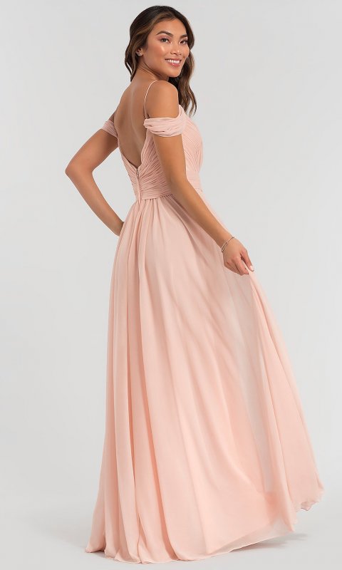 Stretch-Chiffon Cold-Shoulder Bridesmaid KL-200038-v