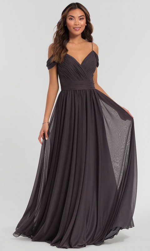 Stretch-Chiffon Cold-Shoulder Bridesmaid KL-200038-v