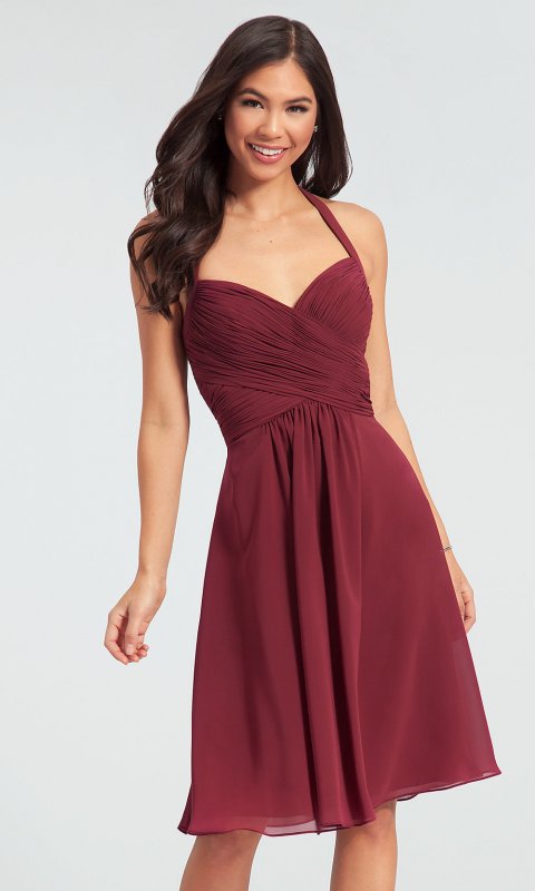 Chiffon Short Halter Bridesmaid Dress by KL-200045