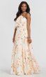 Print Bridesmaid Dress with Flounce Top KL-200054