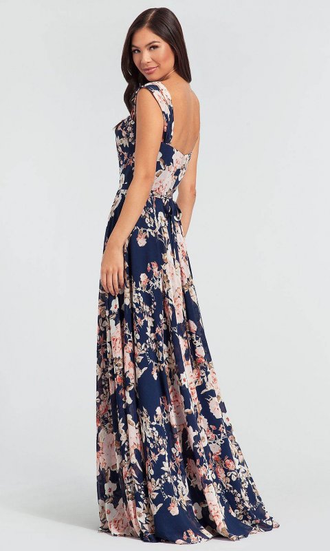 Floral-Print Chiffon Bridesmaid Dress KL-200055