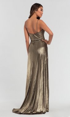 Metallic-Jersey Long Bridesmaid Dress KL-200063