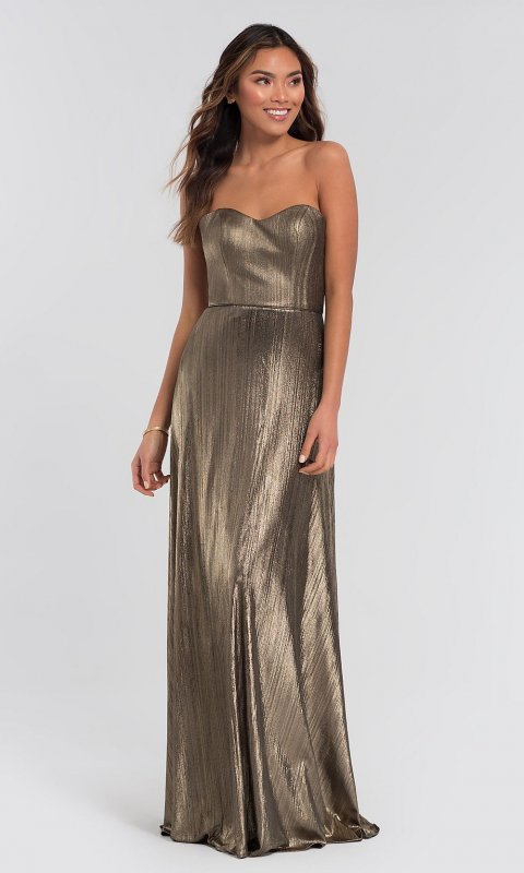 Metallic-Jersey Long Bridesmaid Dress KL-200063