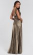 Long Metallic V-Neck Bridesmaid Dress KL-200064