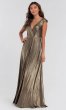 Long Metallic V-Neck Bridesmaid Dress KL-200064