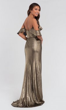 Off-the-Shoulder Metallic Bridesmaid Dress KL-200065