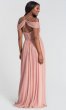 Cold-Shoulder Glitter-Knit Long Bridesmaid Dress KL-200098