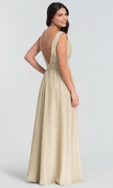 V-Neck Glitter-Knit Bridesmaid Dress KL-200099