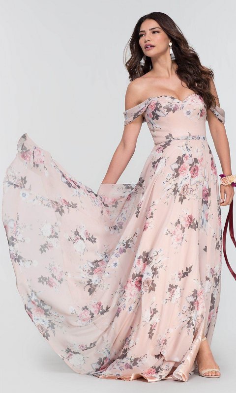 Floral Off-the-Shoulder Bridesmaid Dress KL-200115