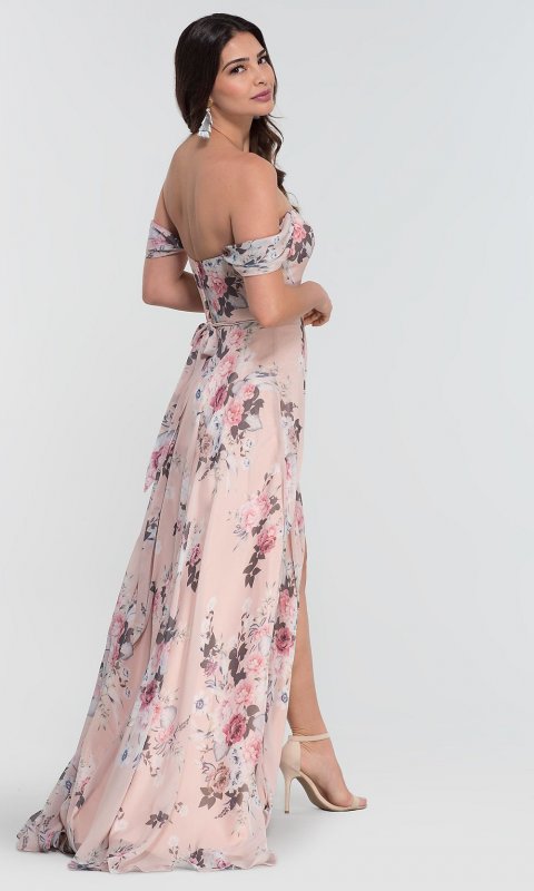 Floral Off-the-Shoulder Bridesmaid Dress KL-200115