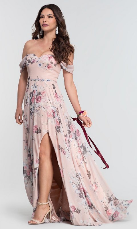 Floral Off-the-Shoulder Bridesmaid Dress KL-200115