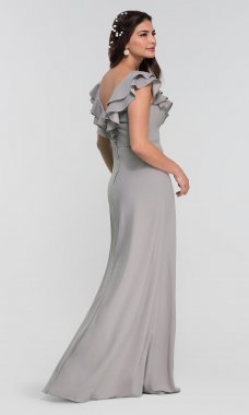 Ruffled V-Neck Long Bridesmaid Dress KL-200119