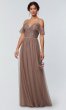 Cold-Shoulder Long Tulle Bridesmaid Dress KL-200121