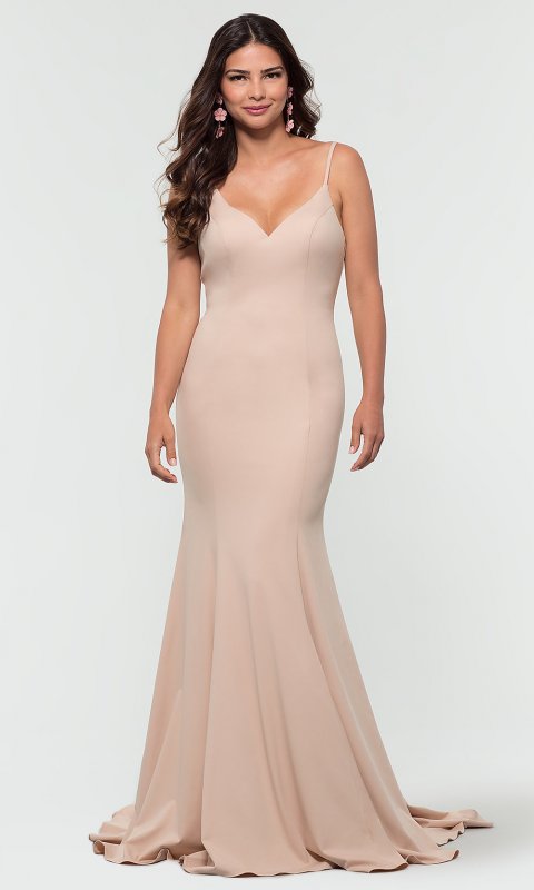 Long V-Neck Open-Back Bridesmaid Dress KL-200123