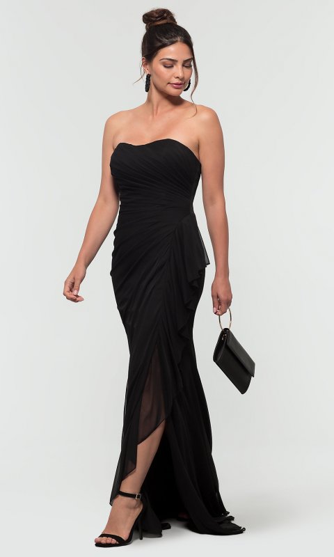 Ruched Long Strapless Bridesmaid Dress by KL-200126