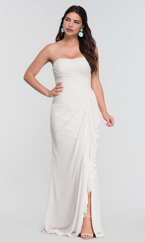 Ruched Long Strapless Bridesmaid Dress by KL-200126