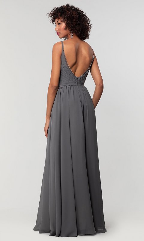 A-Line Chiffon Long Bridesmaid Dress KL-200128-v