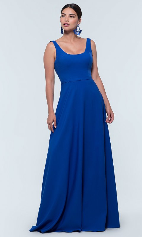 Long Brushed-Satin Bridesmaid Dress KL-200130