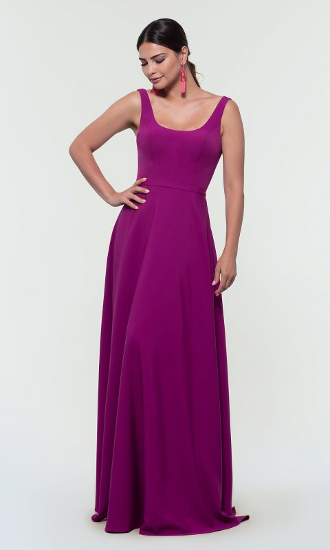 Long Brushed-Satin Bridesmaid Dress KL-200130