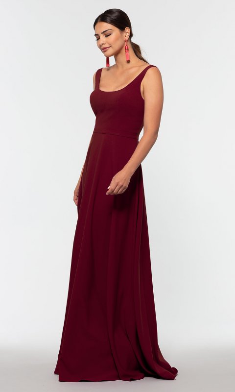 Long Brushed-Satin Bridesmaid Dress KL-200130