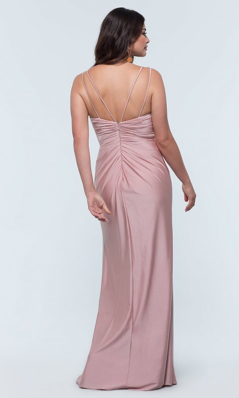 V-Neck Long Jersey Bridesmaid Dress KL-200131