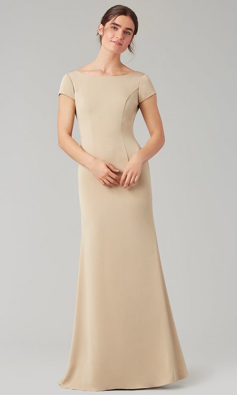 Short-Sleeve Long Bridesmaid Dress KL-200133