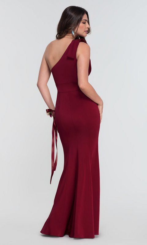 One-Shoulder Satin Long Bridesmaid Dress KL-200134