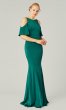 Long Satin Cold-Shoulder Bridesmaid Dress by KL-200145