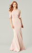 Long Satin Cold-Shoulder Bridesmaid Dress by KL-200145