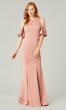 Long Satin Cold-Shoulder Bridesmaid Dress by KL-200145