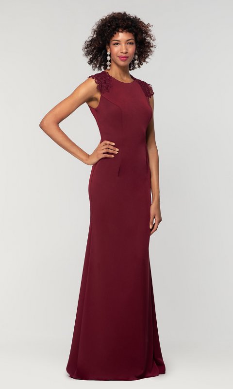 Long Bridesmaid Dress with Cap Sleeves KL-200148