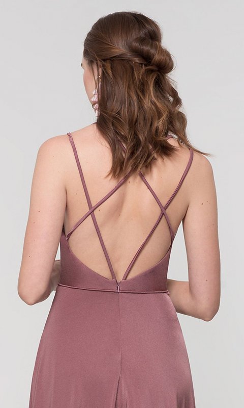 Open-Back Long Jersey Bridesmaid Dress KL-200152