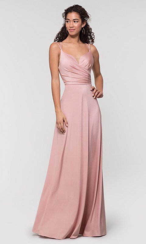 Open-Back Long Jersey Bridesmaid Dress KL-200152