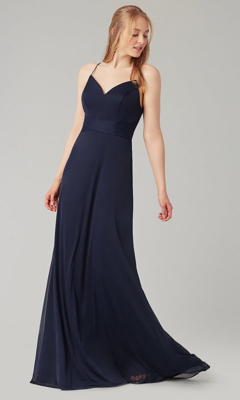 Beaded-Strap Long V-Neck Bridesmaid Dress KL-200160