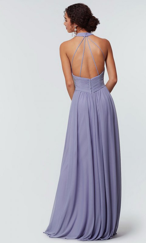 Long Chiffon High-Neck Bridesmaid Dress KL-200164