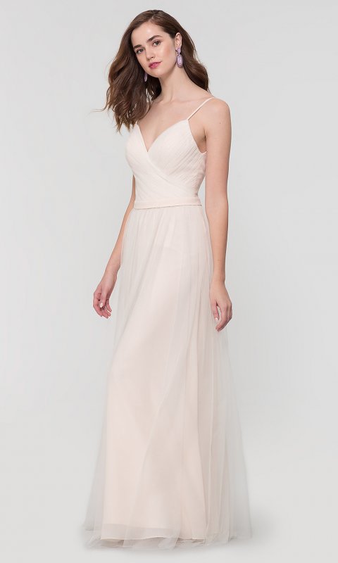 Chiffon and Tulle Long Bridesmaid Dress KL-200166