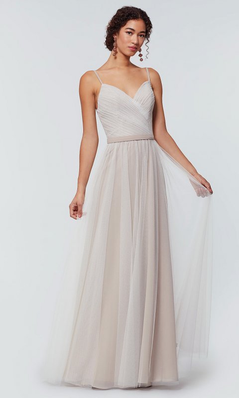 Chiffon and Tulle Long Bridesmaid Dress KL-200166