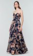 Floral-Print Long Navy Bridesmaid Dress by KL-200169