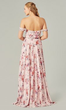 Print Off-the-Shoulder Bridesmaid Dress by KL-200188
