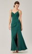 V-Neck Long Ruched Stretch Satin Bridesmaid Dress KL-200190