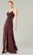 V-Neck Long Ruched Stretch Satin Bridesmaid Dress KL-200190