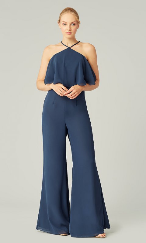 High-Neck Chiffon Bridesmaid Jumpsuit KL-200195