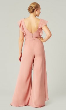 Long Bridesmaid Jumpsuit with Short Sleeves KL-200196