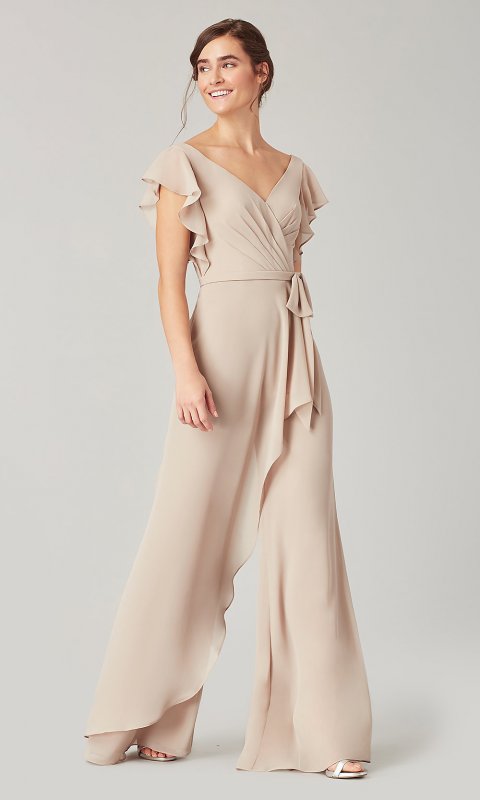 Long Bridesmaid Jumpsuit with Short Sleeves KL-200196