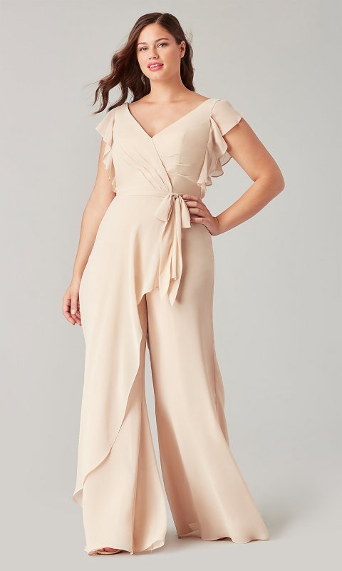 Long Bridesmaid Jumpsuit with Short Sleeves KL-200196